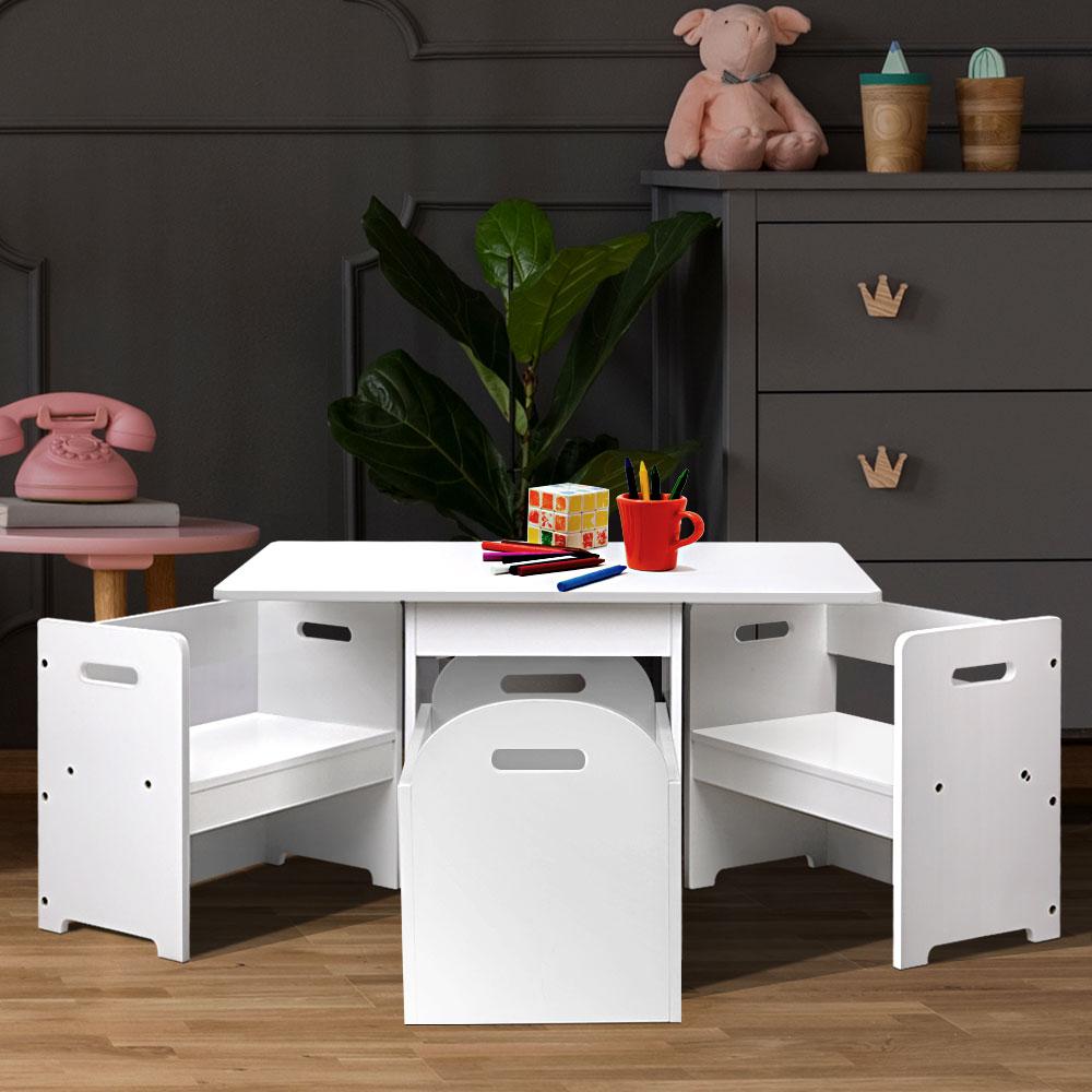 Keezi Kids Multi-function Table and Chair Set with hidden storage box, featuring eco-friendly materials and a stylish design.